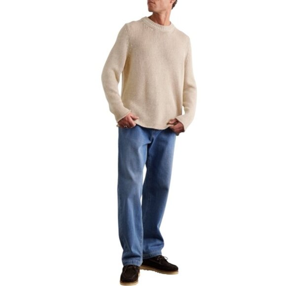 Miles Leon Sweater Men's‎ Size XL Beige Mushroom Linen Cotton Knit Loose Fit - Picture 1 of 13